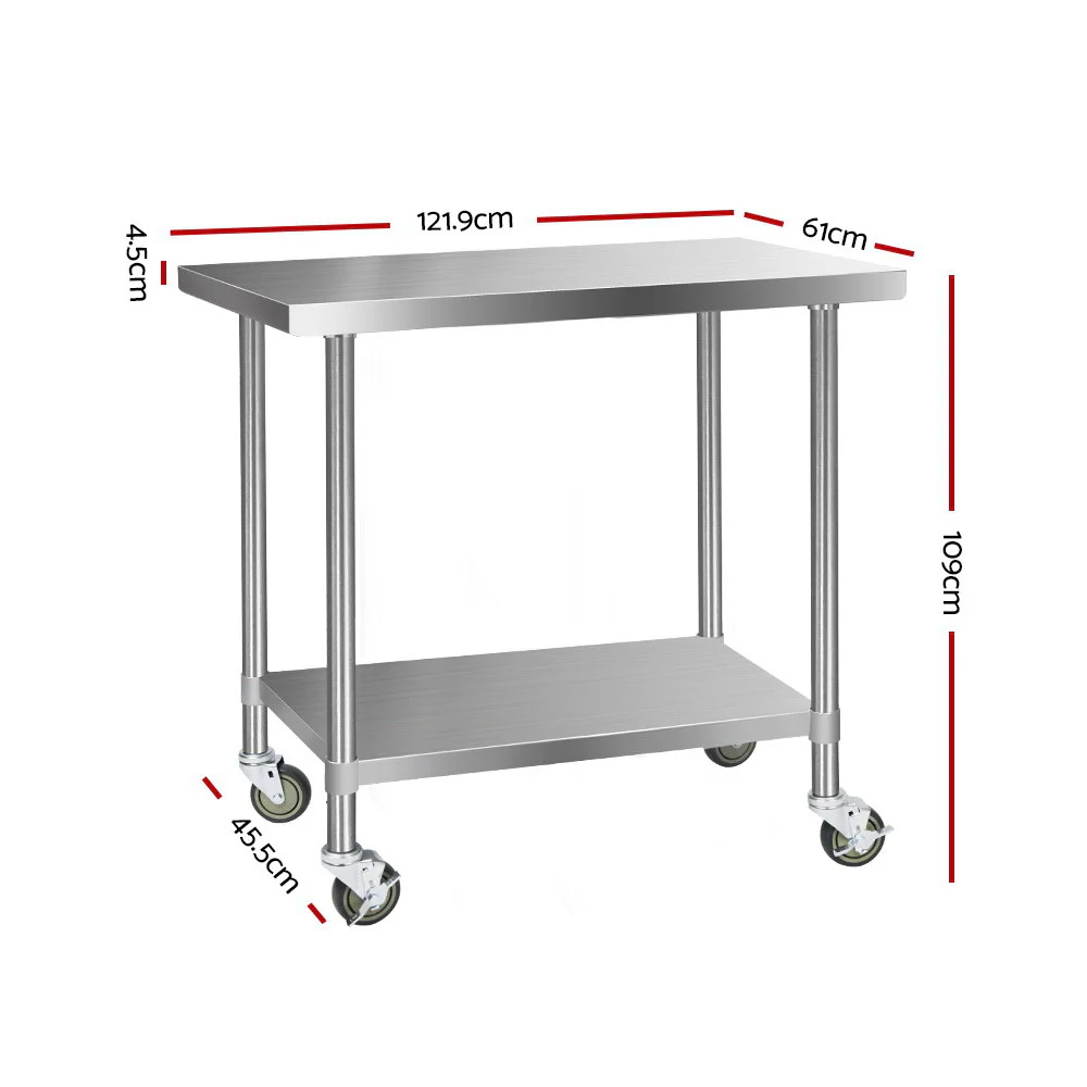 Stainless Steel Medical Work Bench Trolley - 610mm x 1219mm - Image 2